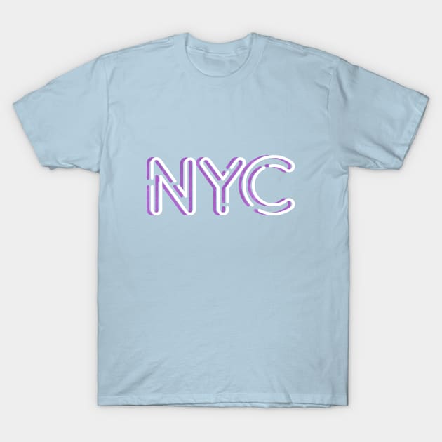 New York City Typography NYC Neon Design T-Shirt by tonylonder